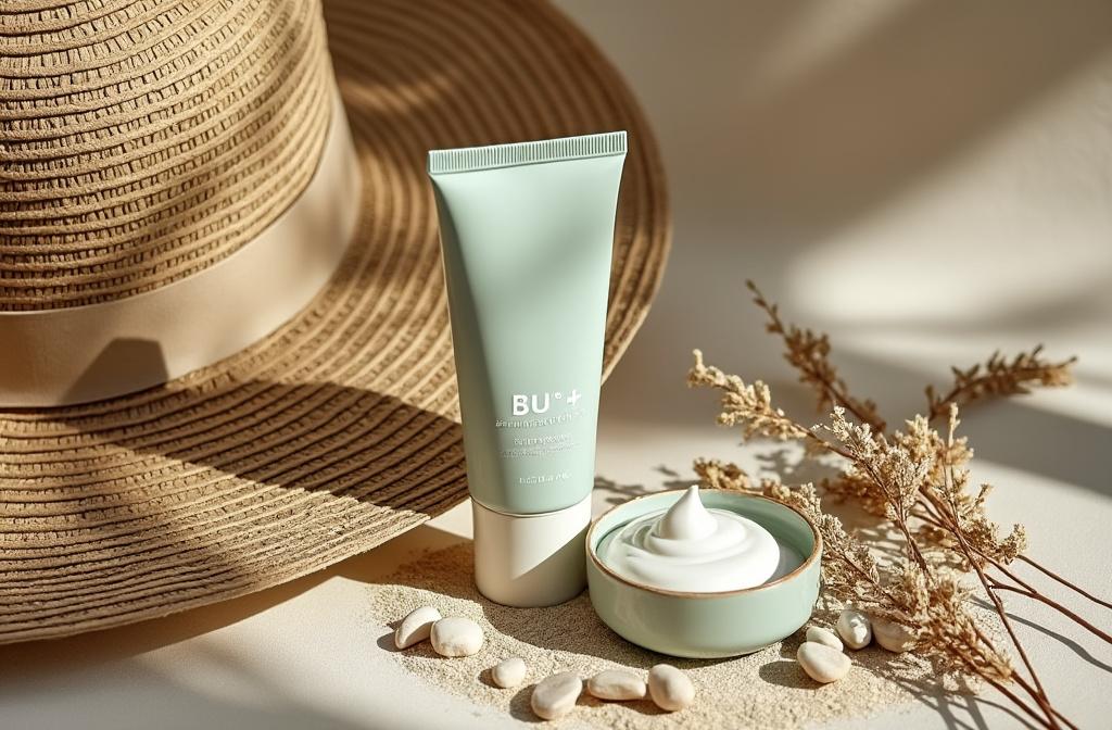 Creme solaire minerale bio dans ambiance d'ete francaise
