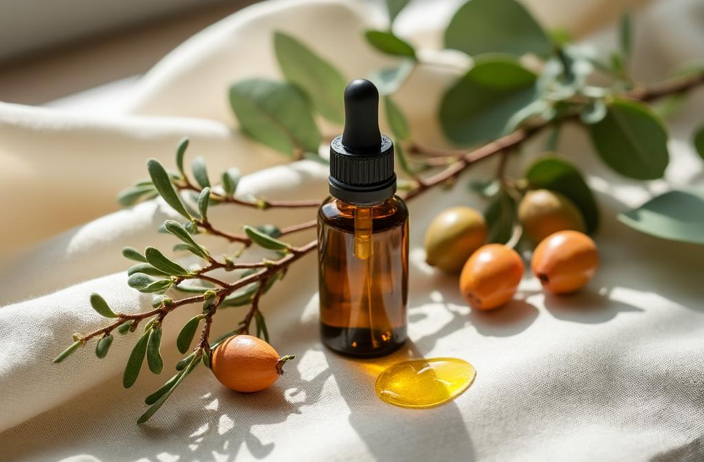 Sérum cosmétique bio dans un flacon en verre ambré